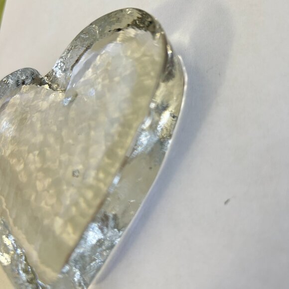 Vintage Paperweight Clear Heart Shaped Art Glass /crystal Flat Back Heavy - Picture 8 of 11